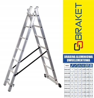 Rebrík -  Hliníkový 2-elementový hliníkový rebrík 300 cm 7+7 hladiny