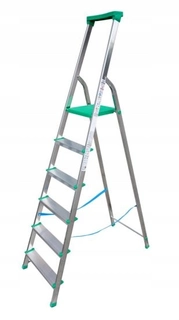 Rebrík - Hliníkový rebrík 204 cm 5 stupňov+platforma Drabex