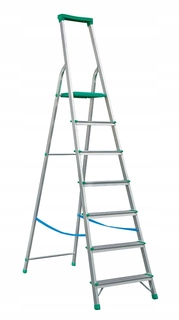 Rebrík - Hliníkový rebrík 228 cm 6 stupňov + platforma
