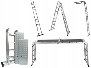 Rebrík - 4x4 hliníkový rebrík 4,6 m kĺbová + platforma