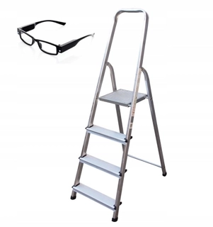 Rebrík -  Domáci hliníkový rebrík 4 stupne + LED