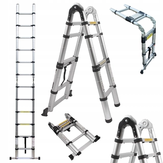 Rebrík - Teleskopický rebrík 2x6 ALU 3,8 m kĺbové schody
