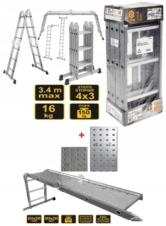 Rebrík - Multifunkčný rebrík 5in1 4x3 3,4 m 17704 + platforma