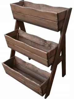 Kvetináč na terasu - Drevený kaskádový box (3-horizontálny) hnedý 67cm