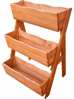 Kvetináč na terasu - Drevený kvetina kvetináč (3-horizontálne) mahagón 57cm