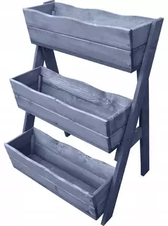 Kvetináč na terasu - Drevený kaskádový box (3-horizontálny) šedá 57 cm