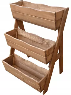 Kvetináč na terasu - Drevený kaskádový box (3-horizontálny) Teak 57cm