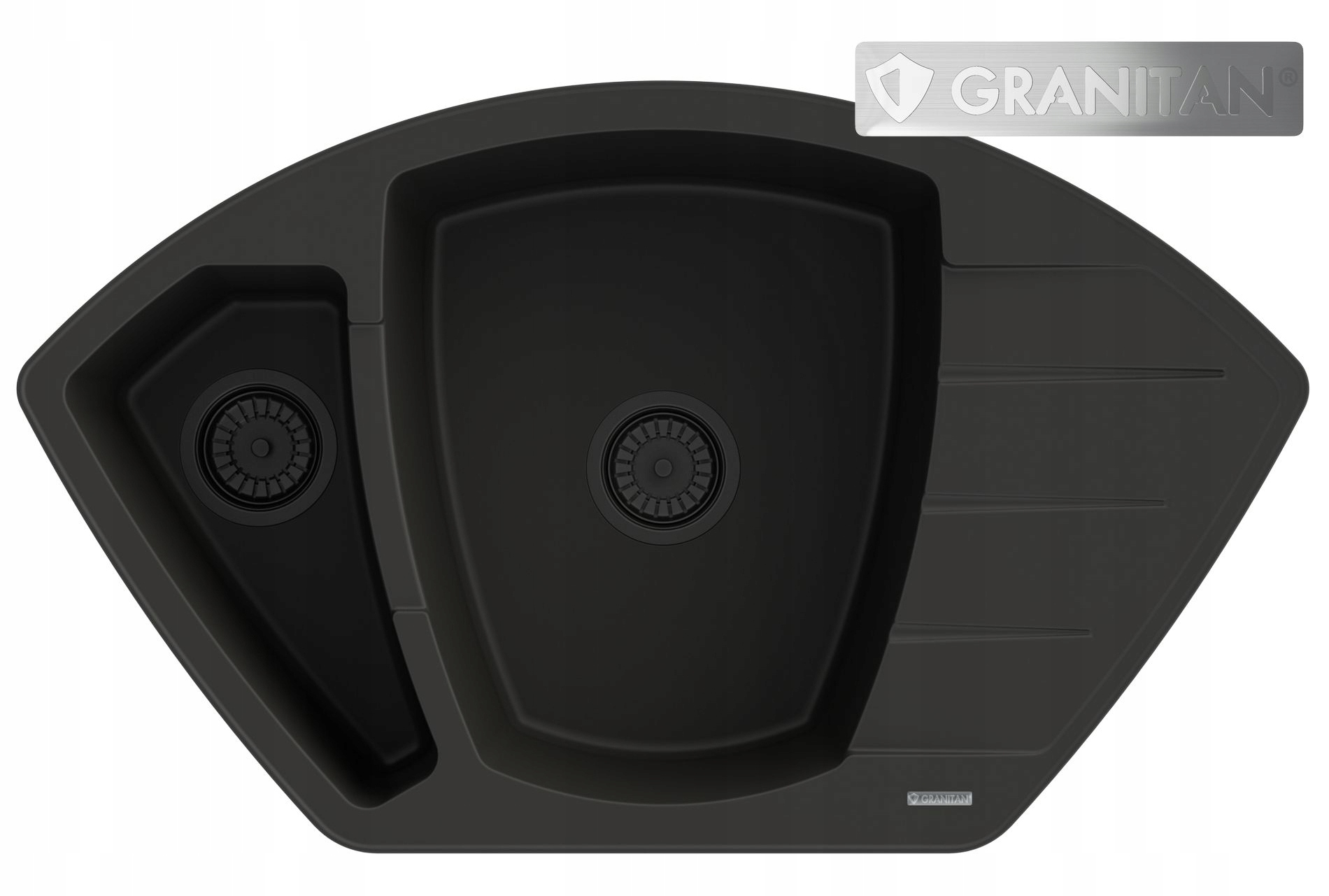 Jeden a pol miskový drez Granitan COMPACT, čierny granit