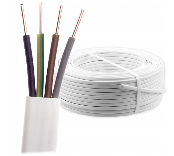 Plochý elektrický kábel, inštalácia YDYp Elektrokabel 4 x 1,5