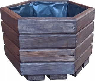 Kvetináč na terasu - Šesťhranný kvetináč 35 cm lišty z ružového dreva Folia