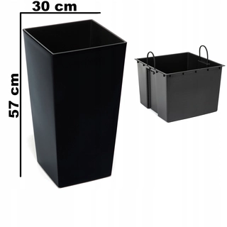 Kvetináč na terasu - Vysoký kvetináč s čiernym leskovou kazetou H 570 mm