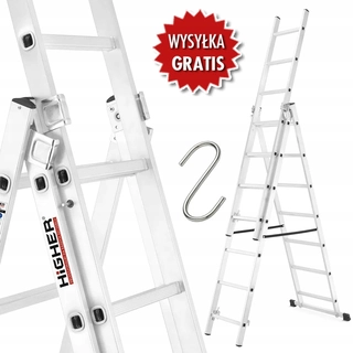 Rebrík -  Hliníkový rebrík 3x7 Vyšší EKO 150 kg + Freebies