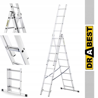 Rebrík -  Hliník 3x8 domáci rebrík 150 kg DRABEST Poľsko
