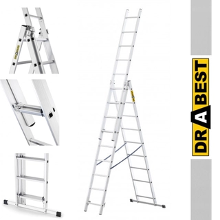 Rebrík -  Hliníkový rebrík 3x9 HOME 150 kg DRABEST Poľsko
