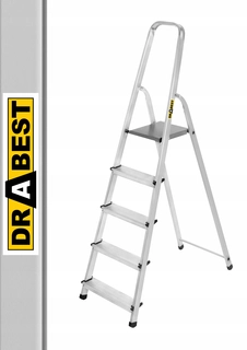 Rebrík -  Domáci hliníkový rebrík 5 stupňov DRABest +HAK