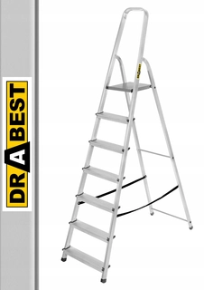 Rebrík -  Domáci hliníkový rebrík 7 Postupný DRABest +Hook
