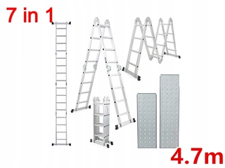 Rebrík - 4x4 kĺbový hliníkový rebrík + platforma