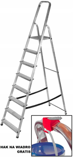 Rebrík -  8-stupňový hliníkový domový rebrík, 125 kg POĽSKO