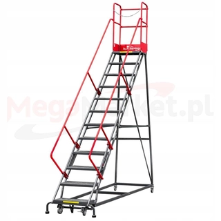 Rebrík - Skladový rebrík s mega-m 12 stupňov platformy