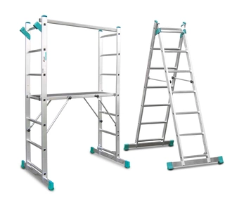 Rebrík - Ladder platforma lešenie hliníkový rebrík 2x7
