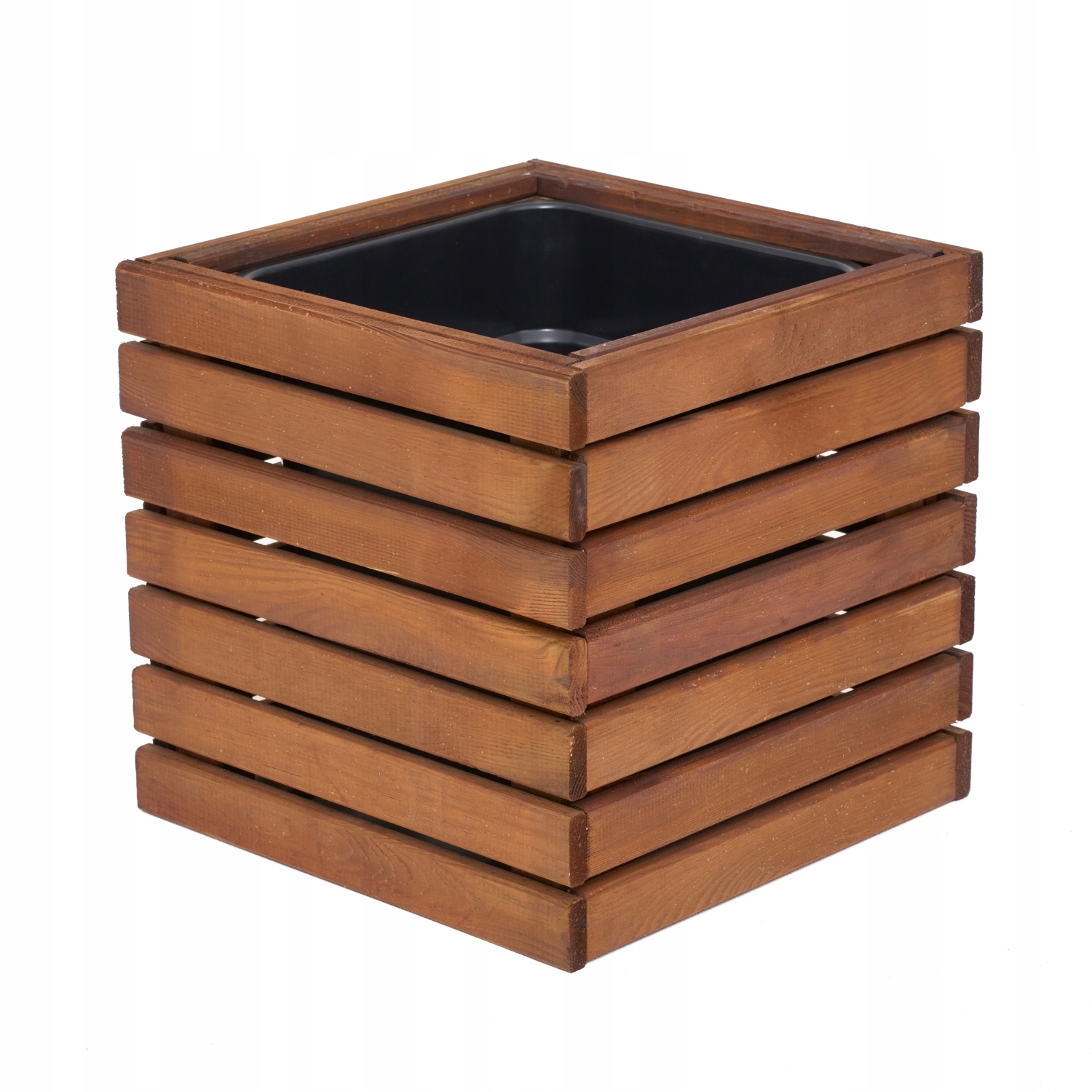 HOMERZO kvetináč 36,5 cm x 36,5 x 35 cm prírodné drevo, odtiene hnedej a béžovej