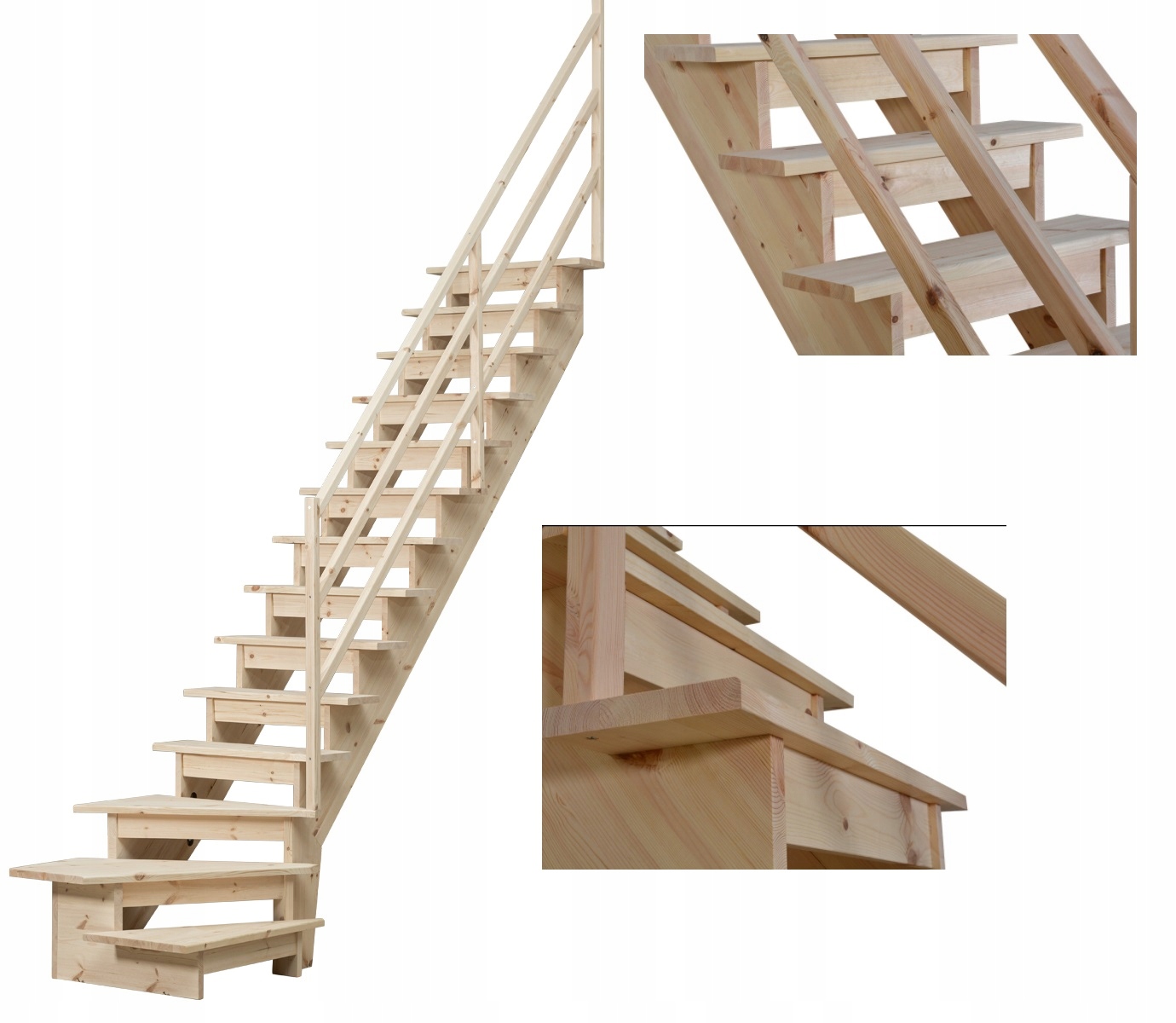 Drevené navíjacie schody vpravo borovica