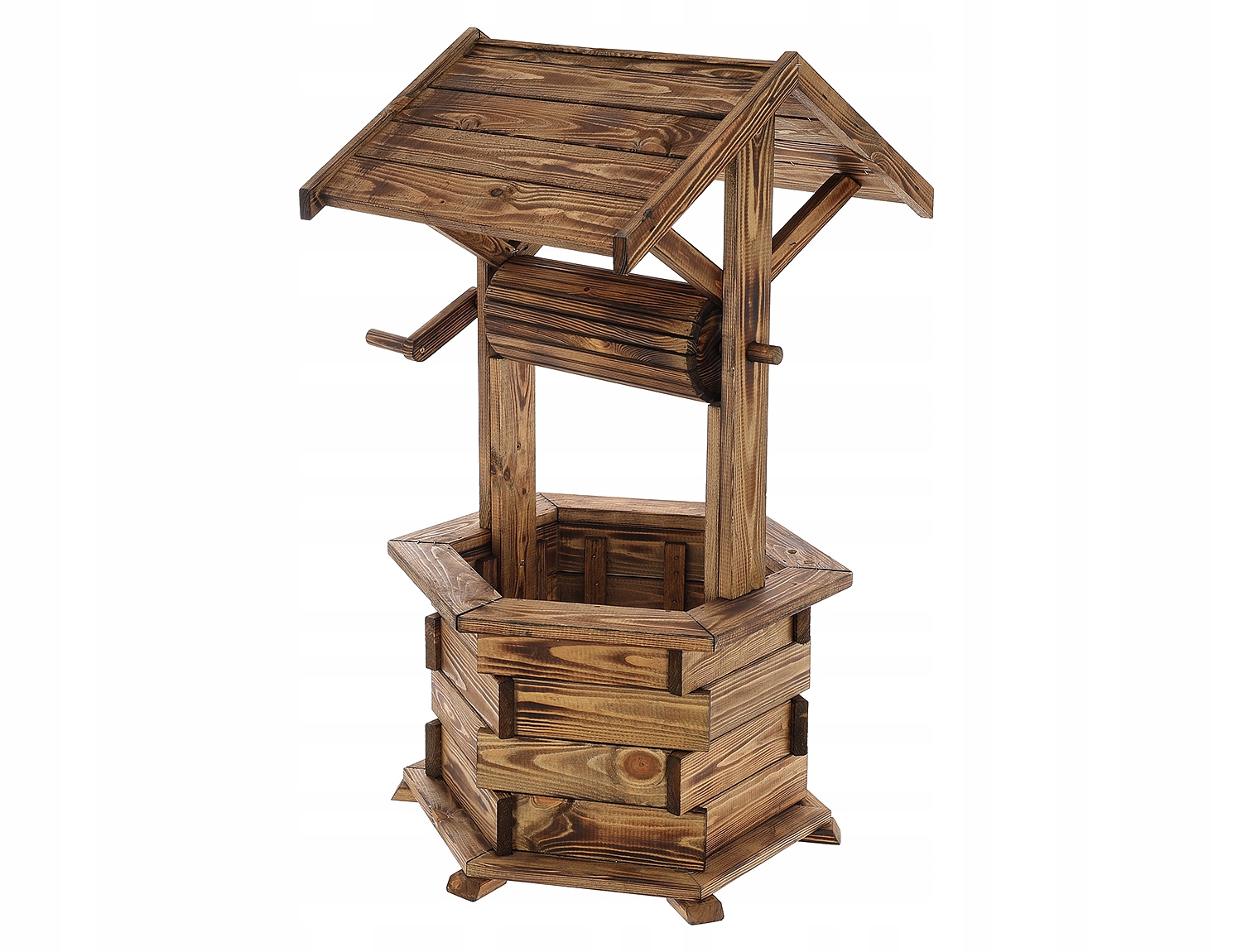 Kvetináč Mazur 110 cm x 39 x 110 cm priemer 60 cm drevené odtiene hnedej a béžovej