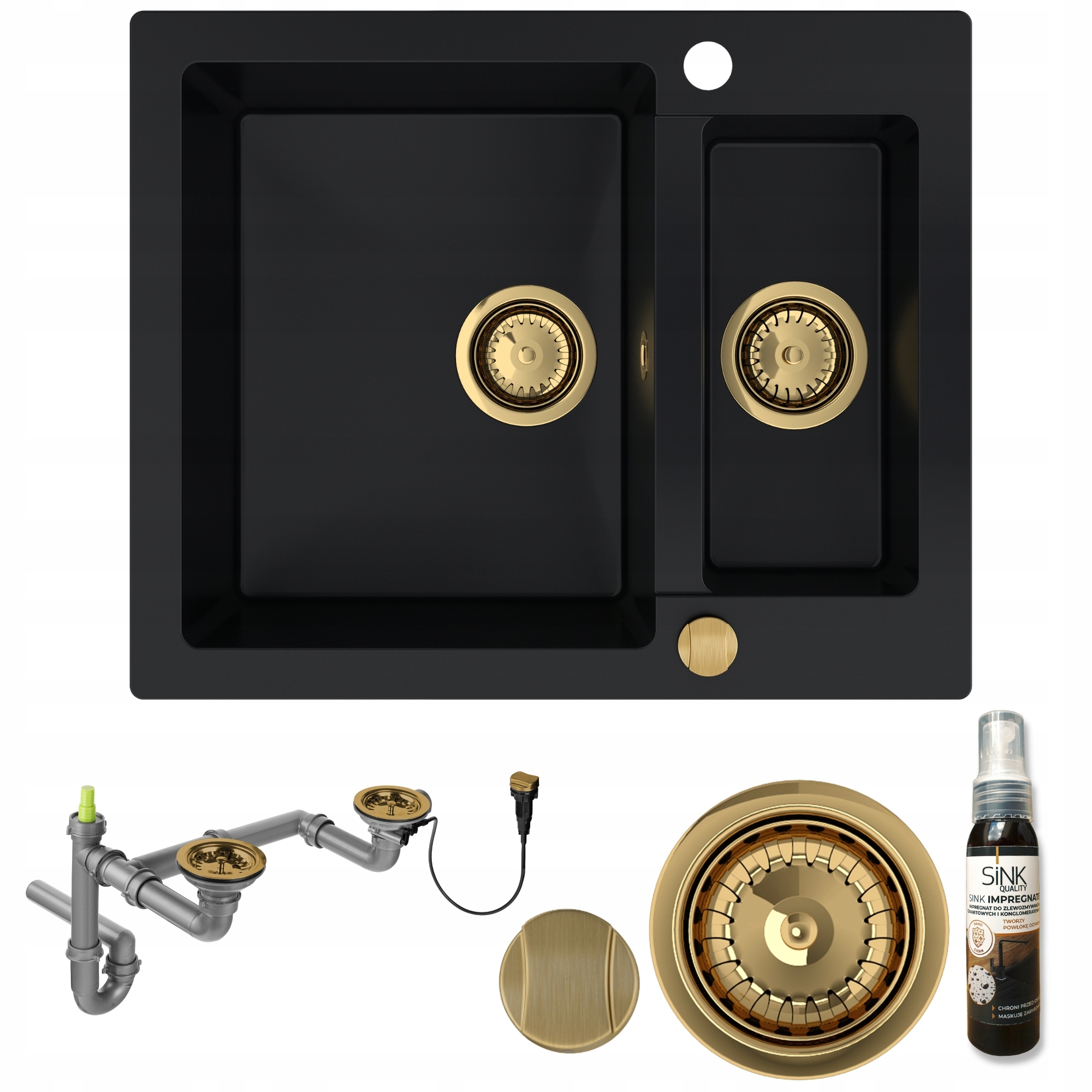 Jeden a pol misový drez Sink Quality FERRUM 5KBO black granit