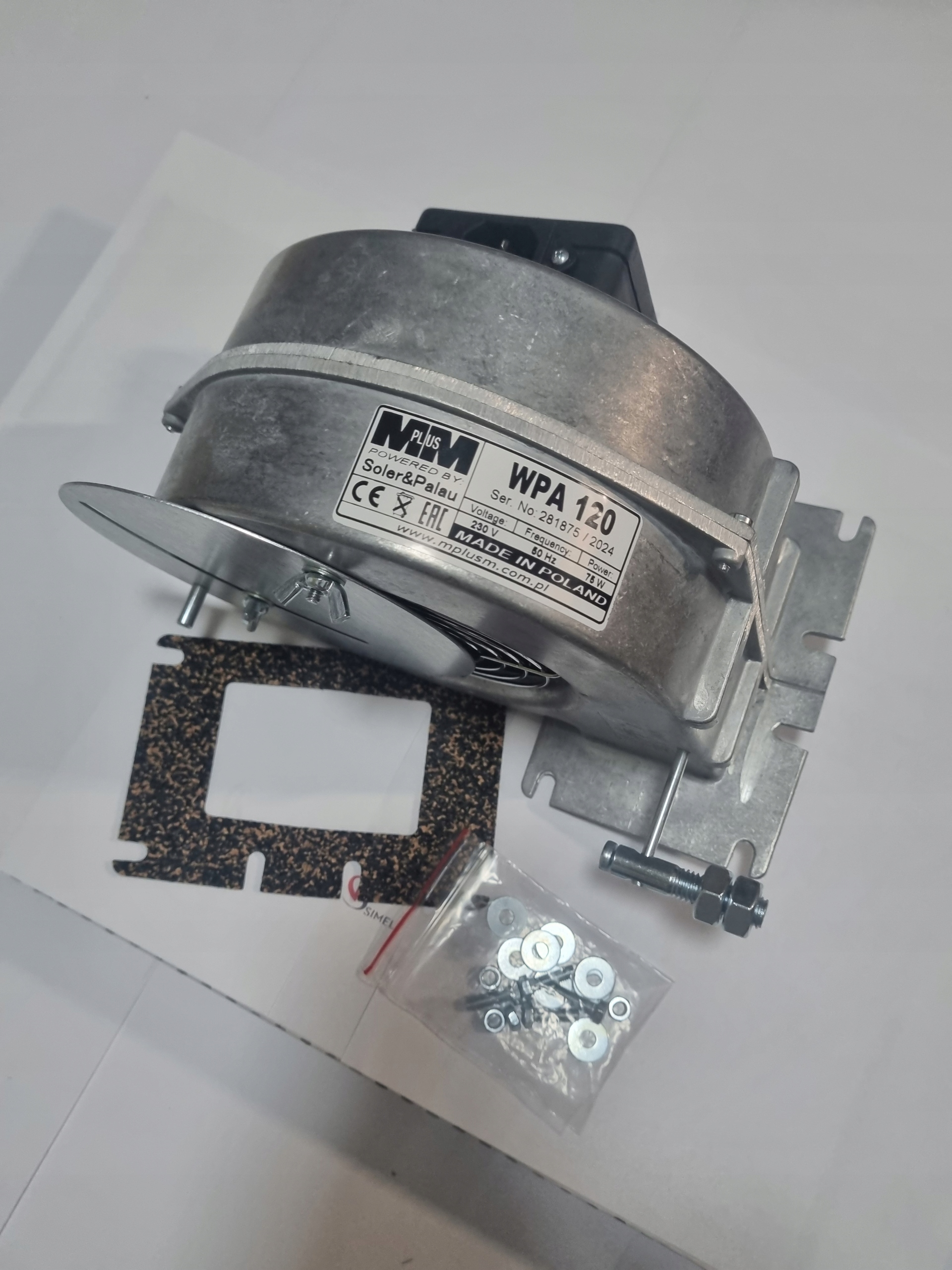 Ventilátor kotla Defro WPA120 Klapka, sito, tesnenie, skrutky