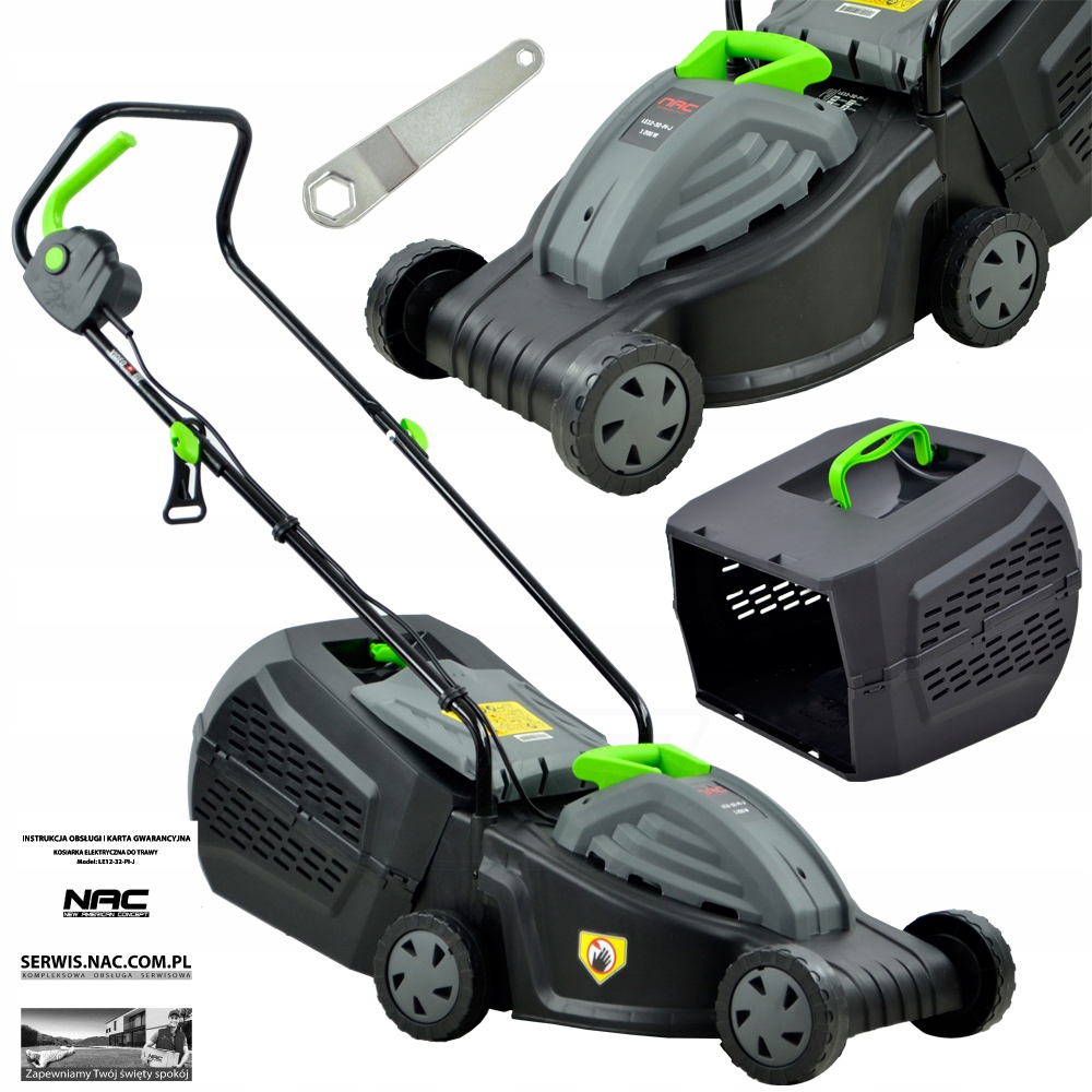 ELEKTRICKÁ KOSAČKA NA TRÁVU NAC 1200 W ŠÍRKA 32 CM INDUKČNÝ MOTOR KOŠ 35 L