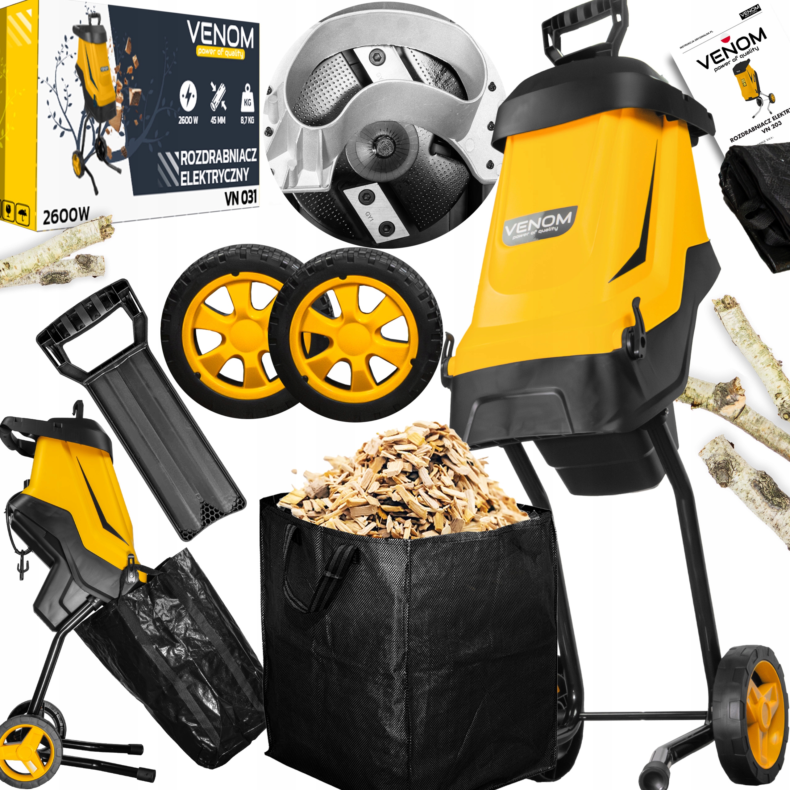 Elektrický sekáčik Venom 3600 W 45 mm 45 l