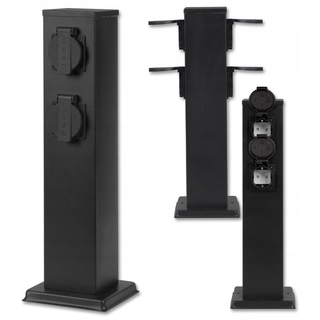 Svetelný stĺp do záhrady - Štvorcový osvetľovací stĺp Masterled so zásuvkou 230V, 40 cm, čierny