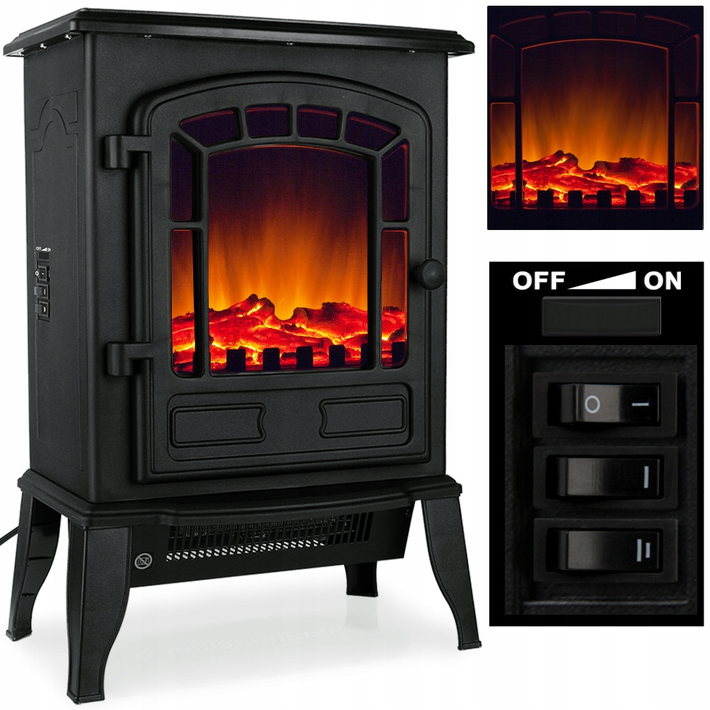 Voľne stojaci krb s funkciou vykurovania Deuba black 2000 W 39 x 56 x 25 cm