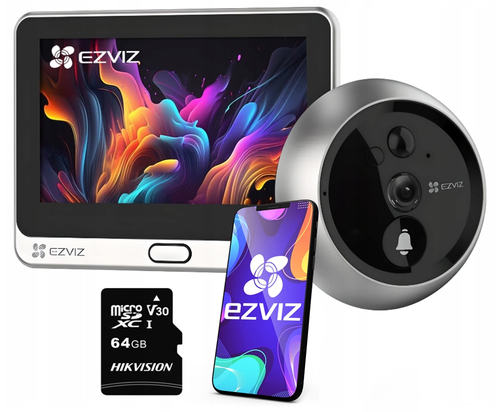 Elektronický hľadáčik Ezviz 17mm/35-105mm/104° + microSD karta Hikvision HS-TF-C1 | 64 GB 64 GB