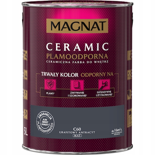 Magnat keramická farba na steny 5 l C60 Graphite Antracit mat