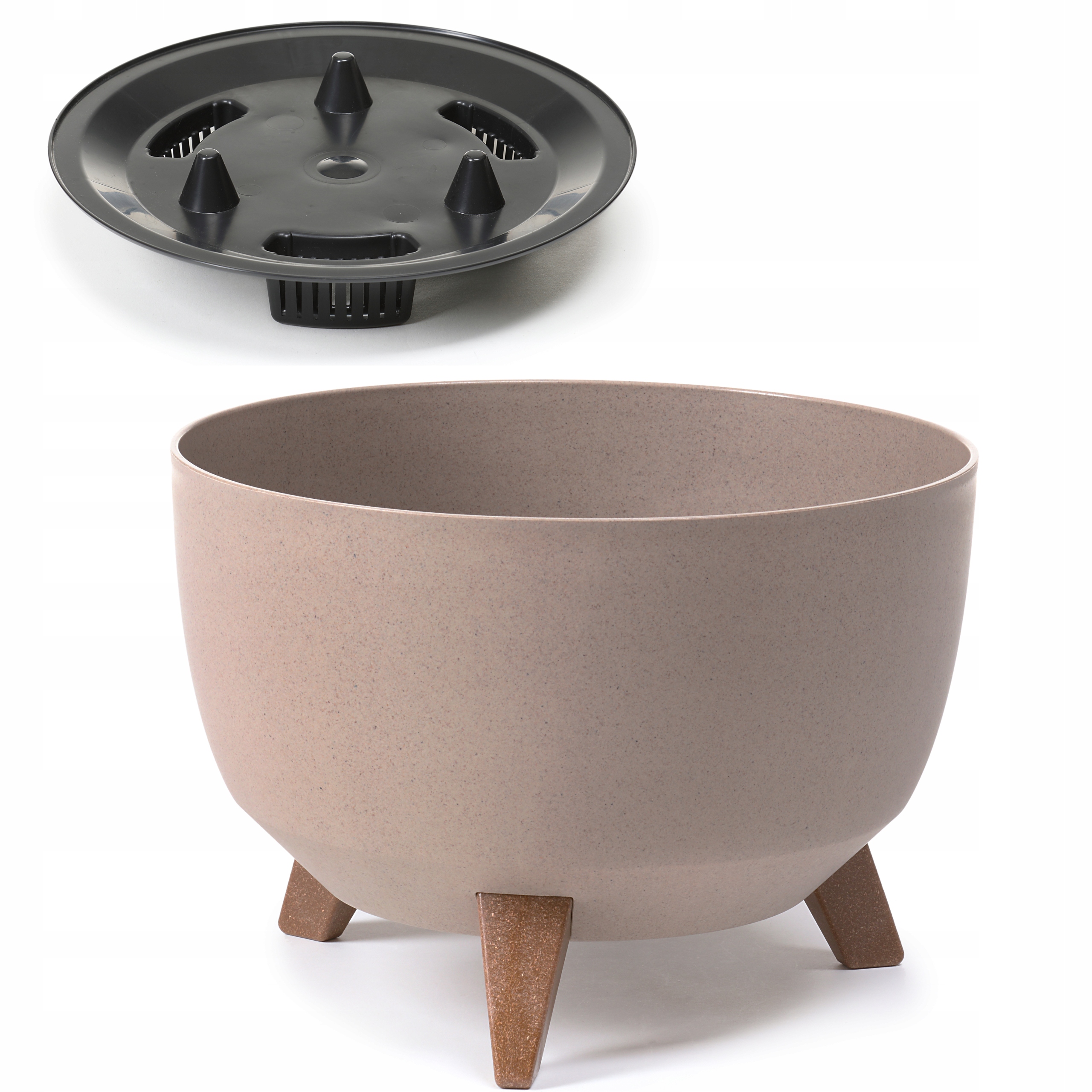 Lamelový kvetináč 33 cm x 33 x 23,5 cm priemer 33 cm plastové odtiene hnedej a béžovej
