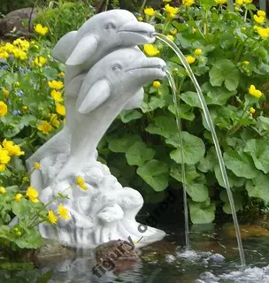 Fontána do záhrady - Dolphin Fountain - Water Pond New + Pump