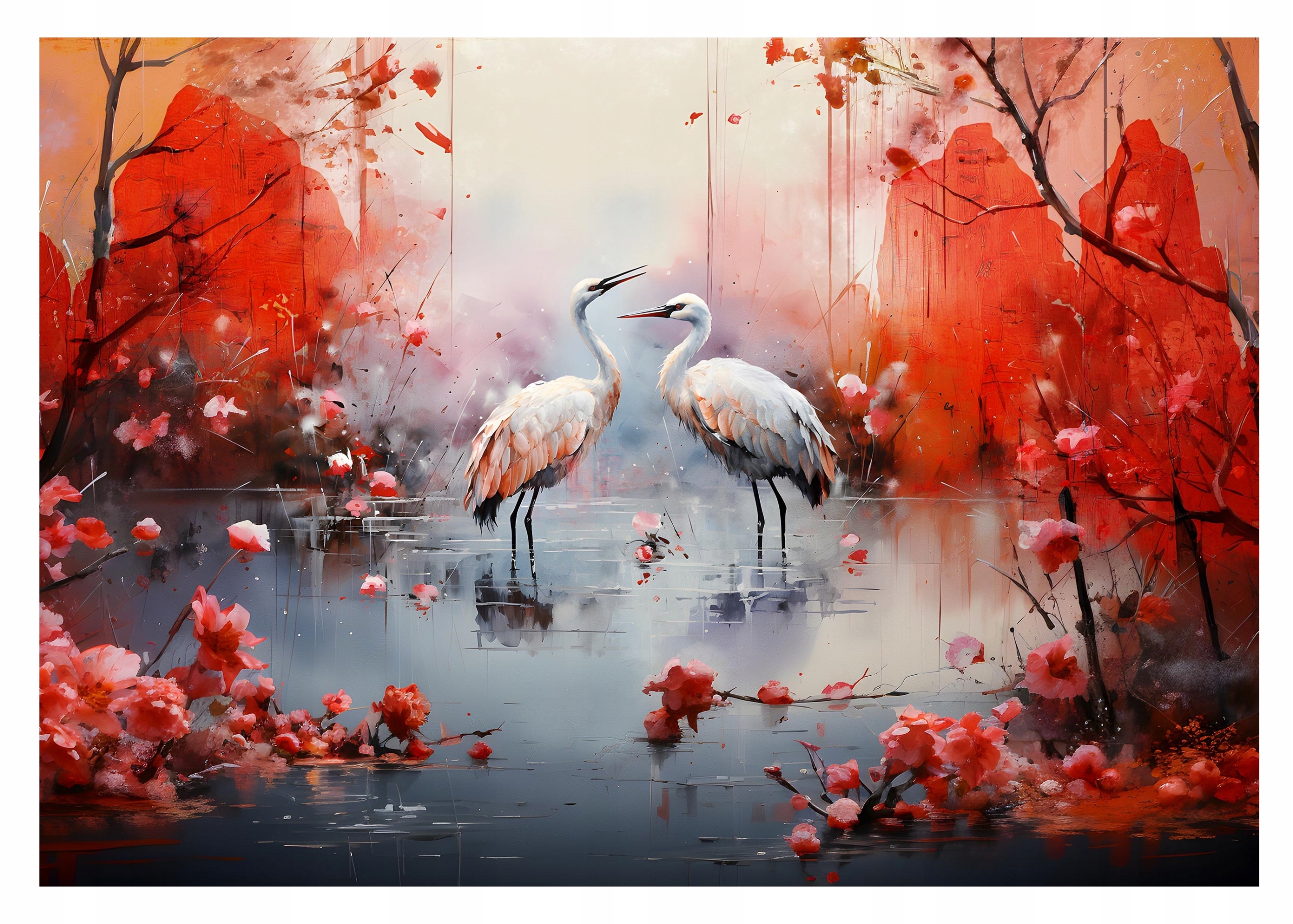 Fototapeta BIDS CRANES Japonská záhrada 368x254