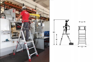 Rebrík - Pharaone Warehouse Ladder 5 úrovne, 135/243 cm. P