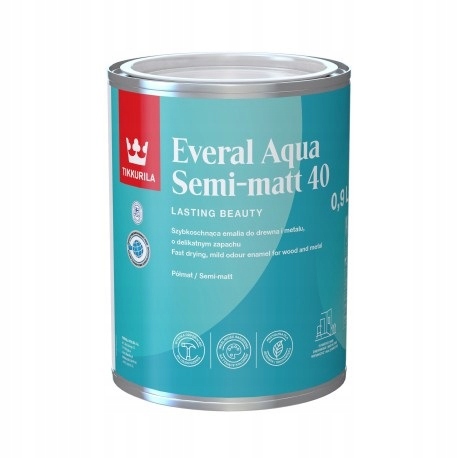 Akrylový email na drevo a kov Tikkurila Everal 40 Polomatný 0,9 l biely polomatný