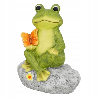 Záhradná figúrka žaba s motýľ na kameň 45cm