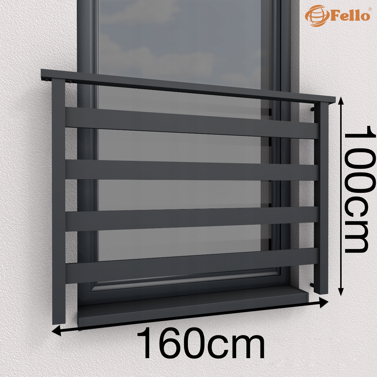 ALU BASIC francúzske okenné zábradlie 160cm 7016