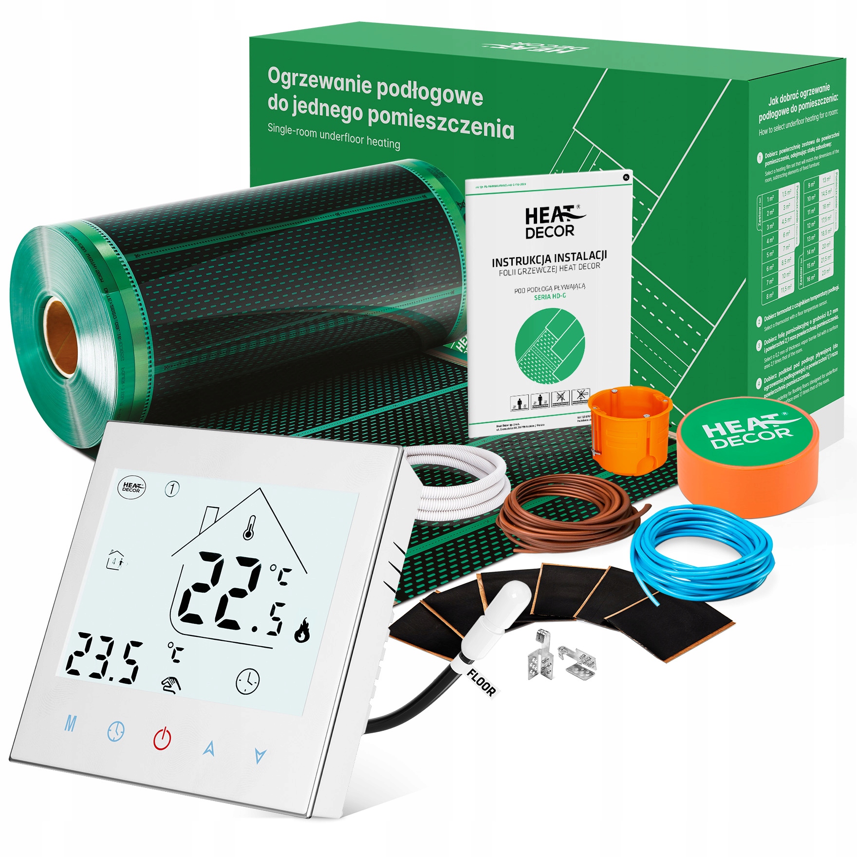 Vykurovacia fólia HD-G | Termostat T1000.W | 140 W/m² | Súprava 9 m²