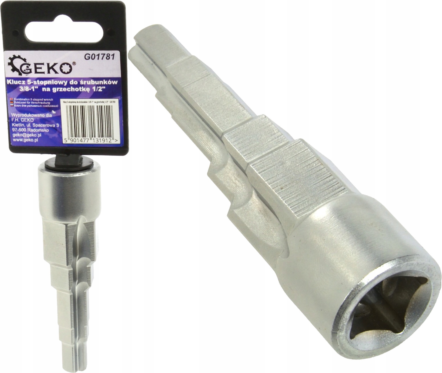 Geko 3/8-1" nástrčný kľúč na 1/2" račňu G01781