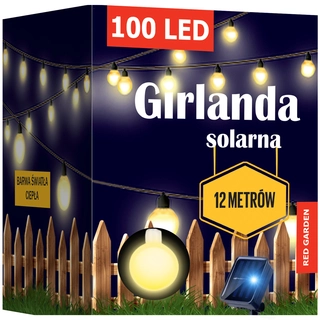 Záhradné girlandy - Garland Red Garden 1400 cm solarne