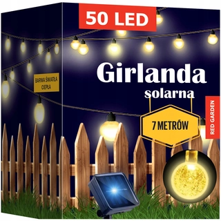 Záhradné girlandy - Garland Red Garden 700 cm solarne
