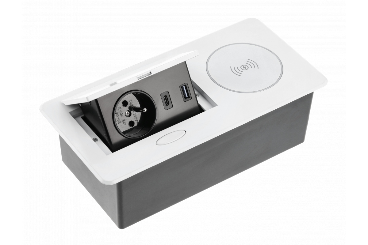 Elektrická zásuvka, USB stolová doska GTV biela