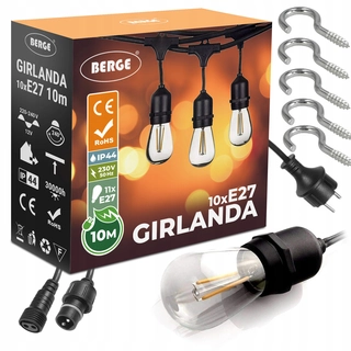 Záhradné girlandy - Berge girlanda svetlá 1000 cm sieťka čierna + 5× Berge girlanda háčik 9507 2 cm
