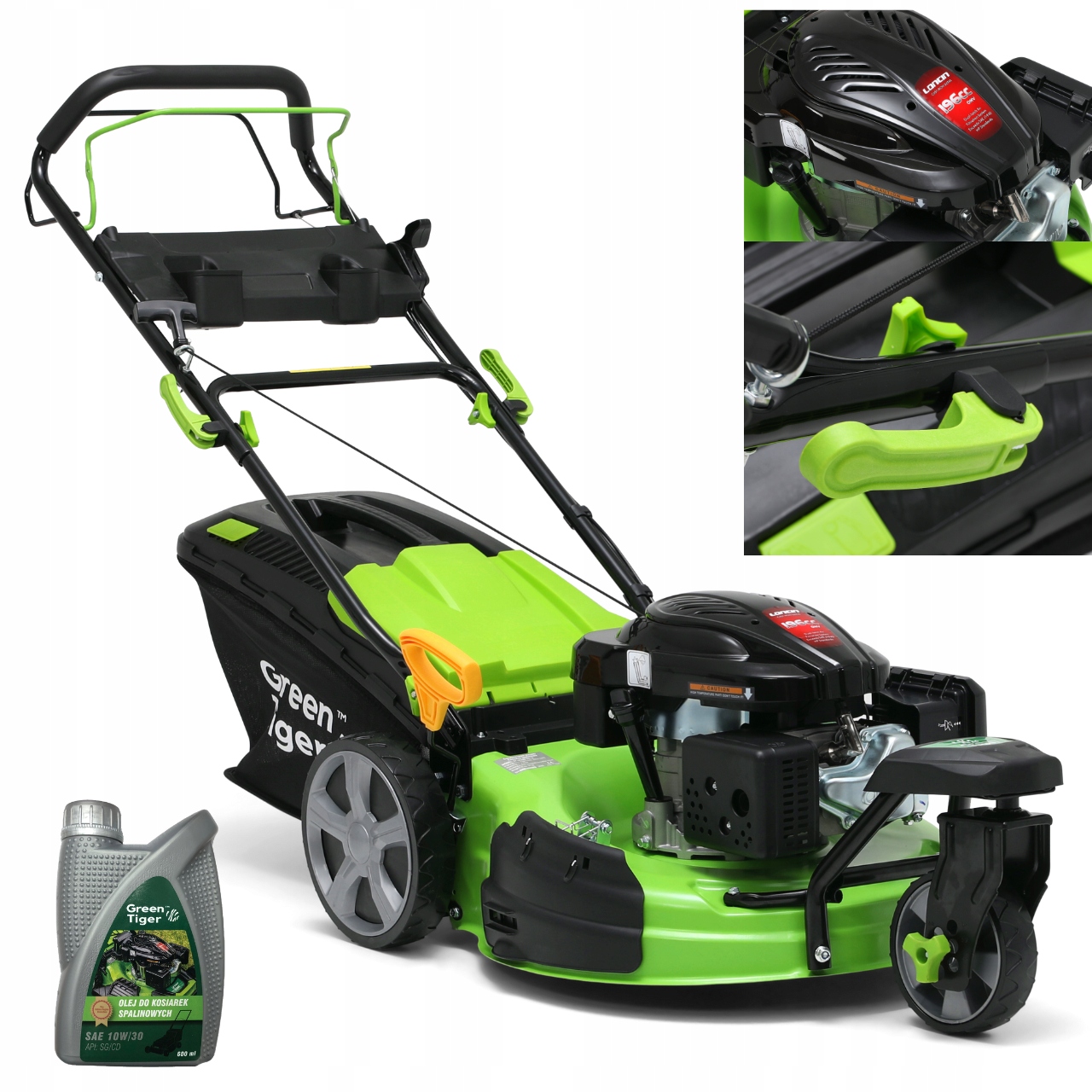 Benzínová kosačka na trávu Green Tiger 3,60 kW 196 cm³ 53 cm s košom 62 l