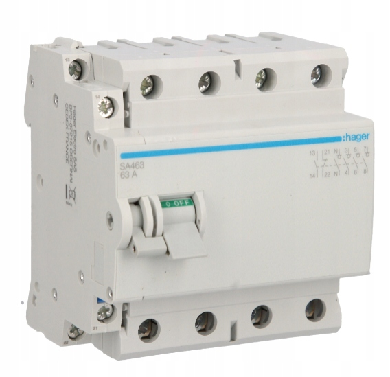 Hager odpínač 230 V IP20 63 A